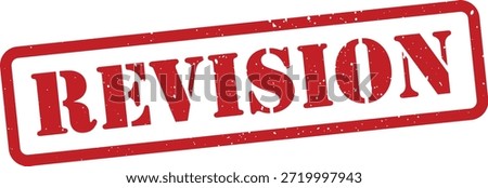 Red revision stamp with distressed texture