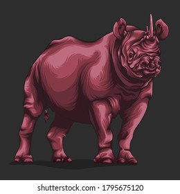 Red rhino concept character animals realistic vector art