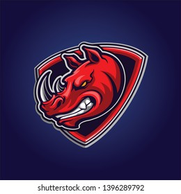 Red Rhino mascot logo design ready to use for your team mascot