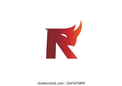 red rhinoceros head letter r logo design vector symbol illustration