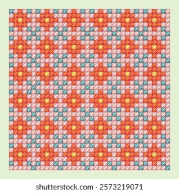 Red rhombus cross stitch pattern