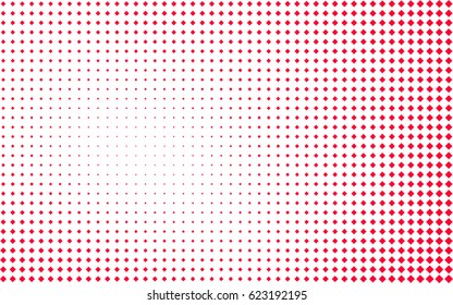 red rhombus of different sizes. abstract background. grunge texture. halftone effect. vector illustration.