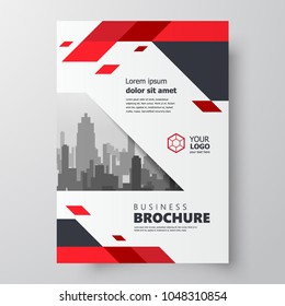 Red rhombus flyer brochure design template size A4, creative cover - Shutterstock ID 1048310854
