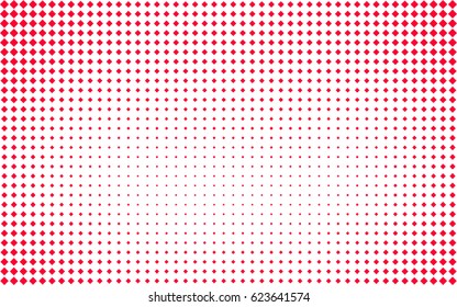 red rhombuses of different sizes. abstract background. grunge texture. halftone effect. vector illustration.