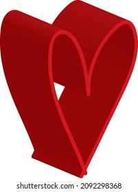 red ribbon 3D heart, valentine