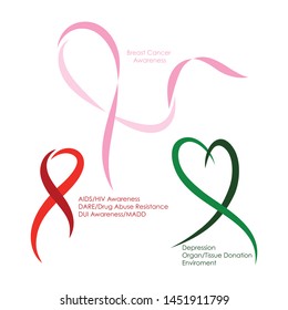 Red ribbon abstract awareness ribbon vector design illustration