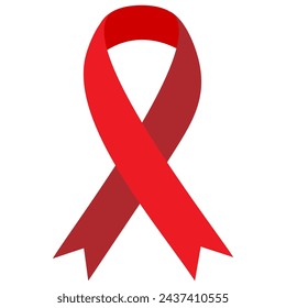 Red ribbon aids awareness. Breast cancer awareness month. Vector illustration. Realistic red ribbon, breast cancer awareness symbol.