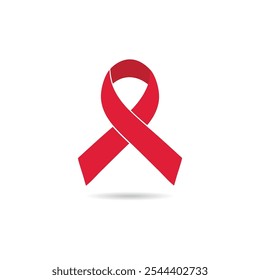 A fita vermelha ajuda a conscientização. Fita vermelha HIV, Símbolo do Dia Mundial da Aids, 1 de dezembro. ilustração vetorial.
