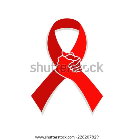 Red ribbon aids awareness, vector illustration solidarity concept 
