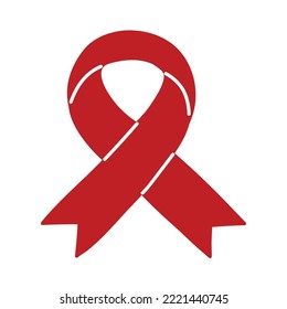 red ribbon AIDS icon isolated
