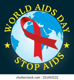 red ribbon aids symbol - Illustration