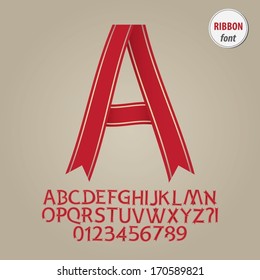 Red Ribbon Alphabet and Digit Vector