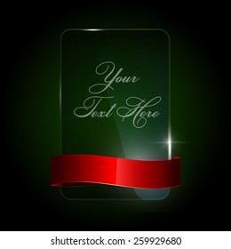 Red ribbon around the glass panel