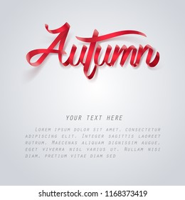 Red ribbon of Autumn calligraphy hand lettering, vector art and illustration.