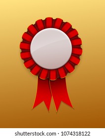Red Ribbon Award badge on background, vector