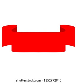 Red ribbon award. Emblem modern symbol of award. Blank sticker labeling. Elegant form of the logo for sale. Colorful template for badge, tag, wrapping, etc. Design element. Vector illustration