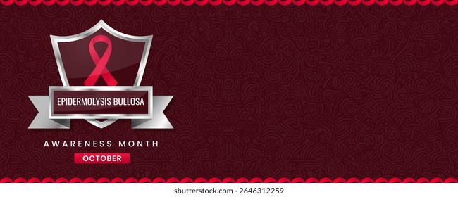 Red ribbon awareness graphic for International Epidermolysis Bullosa Awareness day banner.