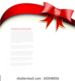 Red ribbon background on white space for text and message design