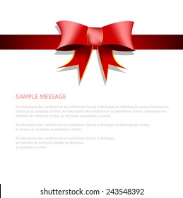 Red ribbon background on white space for text and message design