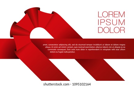 Red ribbon background for text banner on white background.