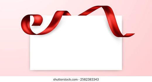 Red ribbon background with white paper Elegant vector illustration
