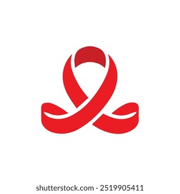 Red ribbon badge for aids awareness. isolated medical vector illustration for prevention and charity campaigns
