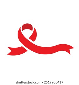 Distintivo de fita vermelha para conscientização sobre aids. ilustração isolada de vetor médico para campanhas de prevenção e caridade