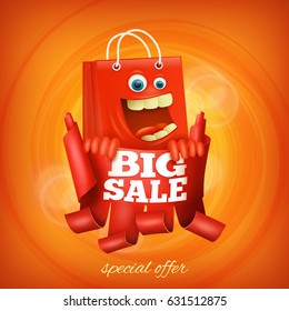Red ribbon with bag character big sale concept card