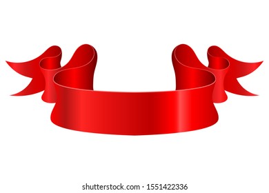 Red ribbon banner. 3d vector illustration isolated on white background