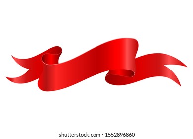 Red ribbon banner. 3d vector illustration isolated on white background