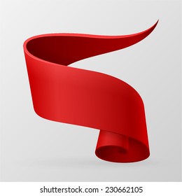 Red ribbon banner. Design element. Isolated on a gray background. With Space For Text. Vector illustration.