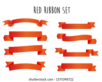 Red ribbon banner design set vector illustration