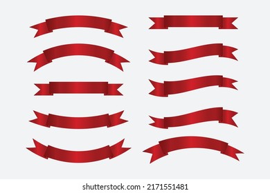 Red Ribbon Banner Design Set Stock Vector (Royalty Free) 2171551481 ...