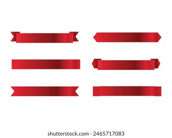 Red ribbon banner design set