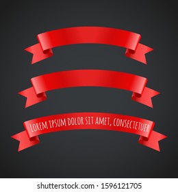 red ribbon banner flags set. Retro elements collection