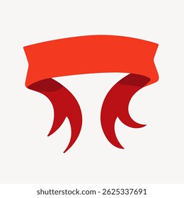 Bannière ruban rouge avec des queues fluides. Bannière ruban décorative en rouge vif. Conception simple de ruban rouge pour les bannières et les étiquettes. Graphique rouge gras. Image vectorielle de bannière de ruban.