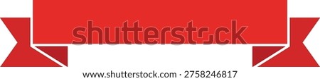Red ribbon banner with folded ends, blank heraldic scroll for text or titles, flat vector illustration isolated on white background