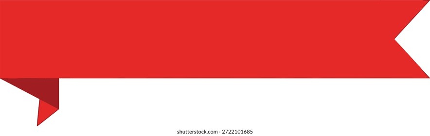 Anuncio de cinta roja con borde izquierdo doblado y extremo derecho puntiagudo, Ilustración vectorial para la etiqueta, Anuncio de cinta roja con borde izquierdo doblado y extremo derecho puntiagudo, Ilustración vectorial para la etiqueta,