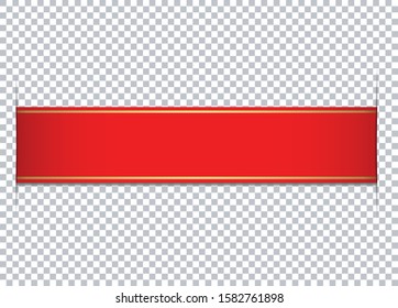 red ribbon banner on transparent background