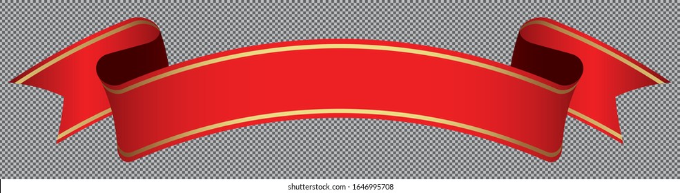 red ribbon banner on transparent background 