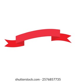 Red Ribbon Banner on White Background with Simplistic Design