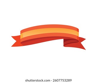Red ribbon banner on a white background