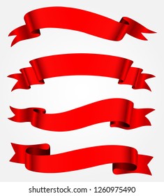 red ribbon banner set