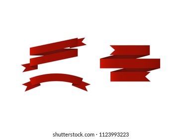 Red ribbon banner set, vector illustration