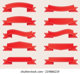 Red ribbon banner set .Vector illustration.