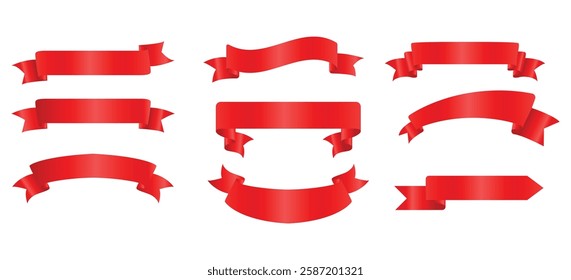Red ribbon banner set vector