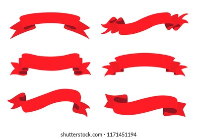 Red ribbon banner set.Vector illustration.