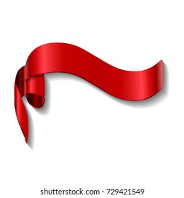 Red ribbon banner. Shiny red ribbon on white background. 
