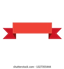 red ribbon banner sign. red ribbon banner on white background. flat style.