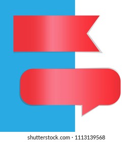 Red ribbon banner and speech bubble, vector illustration, EPS10